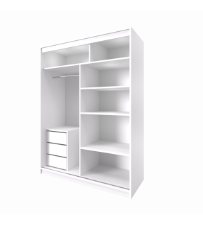 Gaba Sliding Door Wardrobe 3 Drawer Shelving Unit Universal Full White