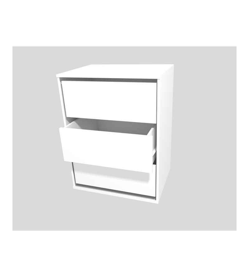 Gaba Sliding Door Wardrobe 3 Drawer Shelving Unit Universal Full White