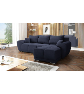 Gaba LONDON L Shaped Universal Corner Sofa Bed Velvet Navy Blue ( 79)