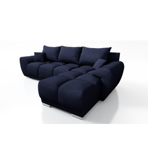 Gaba LONDON L Shaped Universal Corner Sofa Bed Velvet Navy Blue ( 79)