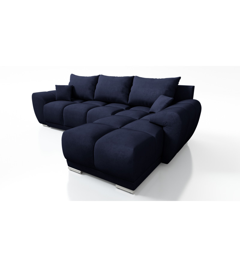 Gaba LONDON L Shaped Universal Corner Sofa Bed Velvet Navy Blue  ( 79)