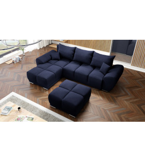 Gaba LONDON L Shaped Universal Corner Sofa Bed Velvet Navy Blue  ( 79)