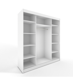 GABA White Series 250 cm Sliding Door Wardrobe with Mirror