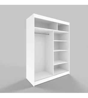 Gaba White Series 180cm Sliding Door Wardrobe Full White