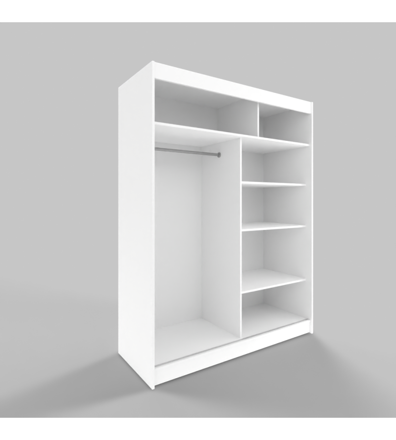 Gaba White Series 180cm Sliding Door Wardrobe Full White