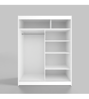 Gaba White Series 180cm Sliding Door Wardrobe Full White