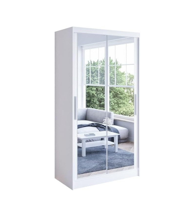 GABA Full Mirror 100 cm Sliding Door Wardrobe with Mirror