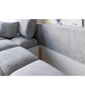 GABA LONDON L-Shaped Universal Corner Sofa Light Grey Matt Velvet ( 85 )