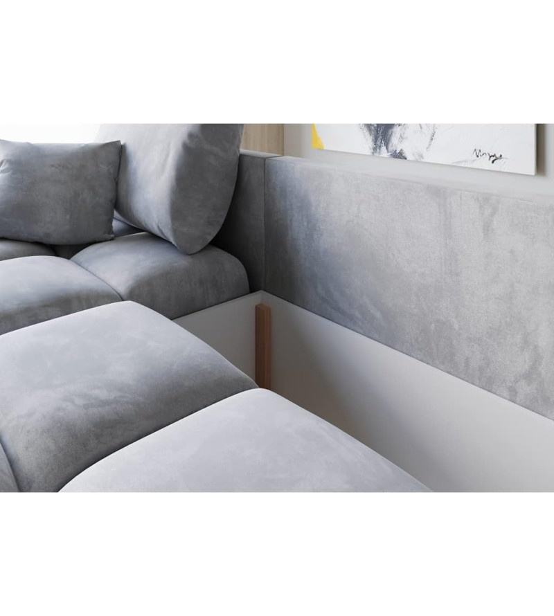 GABA LONDON L-Shaped Universal Corner Sofa Light Grey Matt Velvet ( 85 )