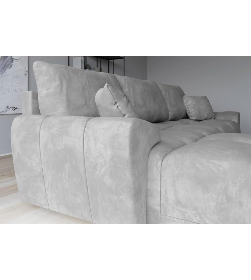 GABA LONDON L-Shaped Universal Corner Sofa Light Grey Matt Velvet ( 85 )