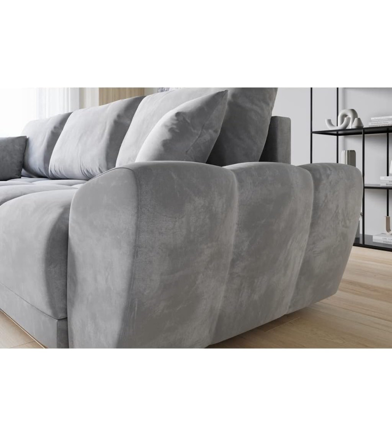 GABA LONDON L-Shaped Universal Corner Sofa Light Grey Matt Velvet ( 85 )