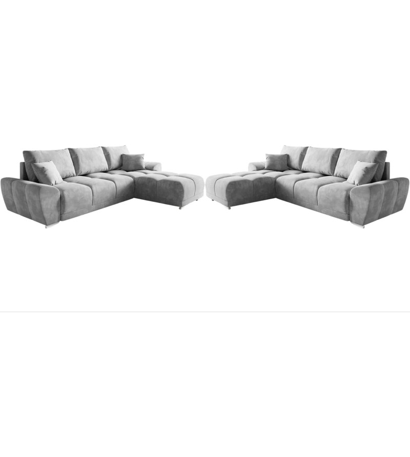 GABA LONDON L-Shaped Universal Corner Sofa Light Grey Matt Velvet ( 85 )