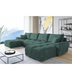 GABA LONDON U-Shaped Corner Sofa Bottle Green Velvet ( 37 )