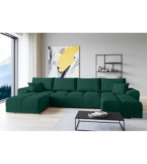 GABA LONDON U-Shaped Corner Sofa Bottle Green Velvet ( 37 )