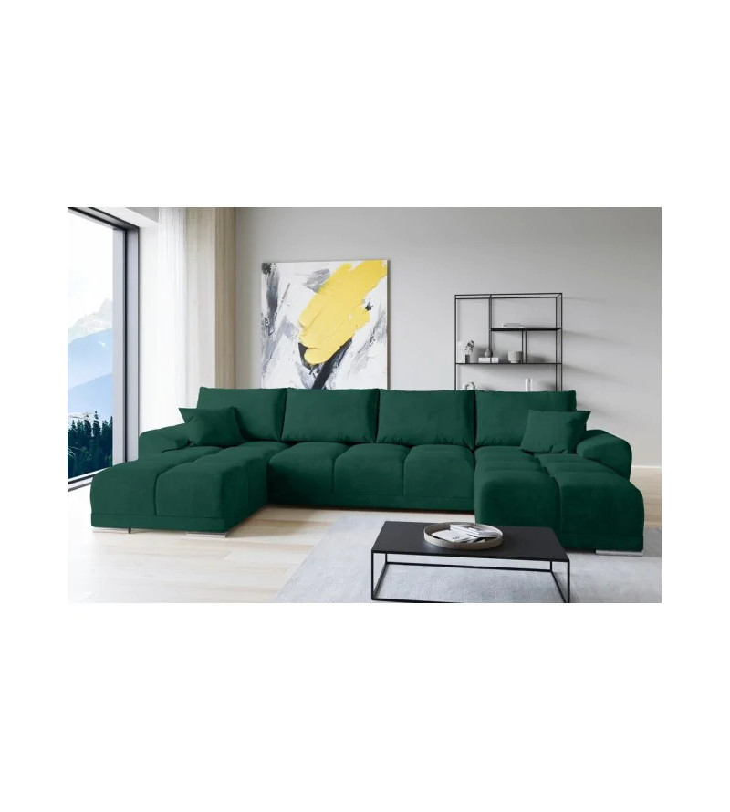 GABA LONDON U-Shaped Corner Sofa Bottle Green Velvet ( 37 )