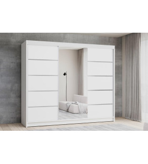 GABA White Series 200 cm Sliding Door Wardrobe with Mirror