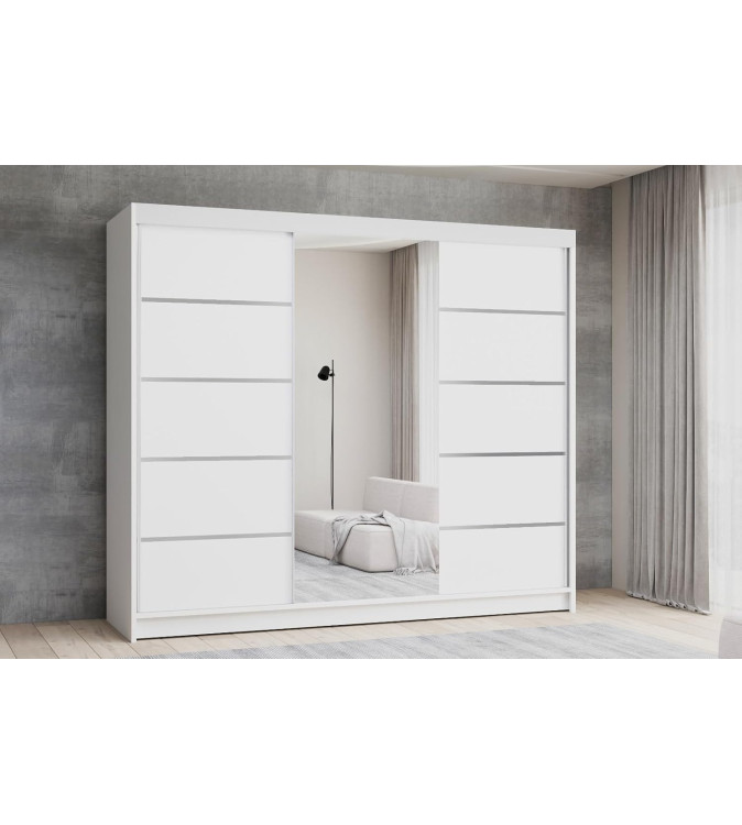 GABA White Series 200 cm Sliding Door Wardrobe with Mirror