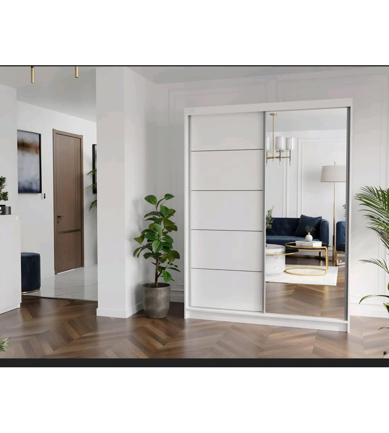 Full White 150cm Sliding Door Wardrobe