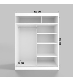 Full White 150cm Sliding Door Wardrobe