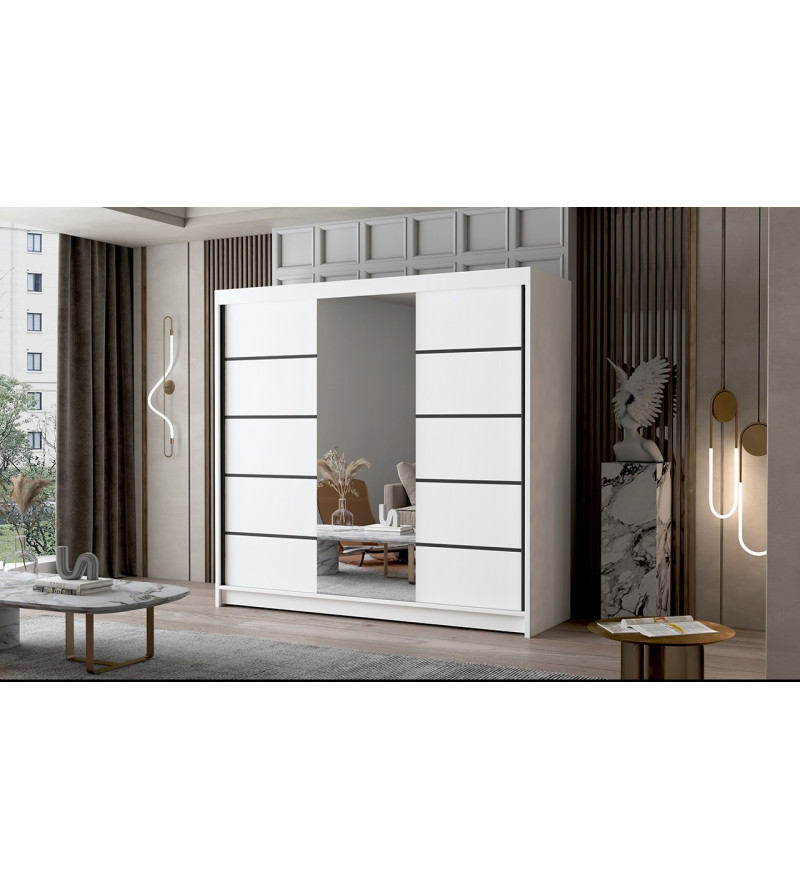 GABA PA6 200 cm Sliding Door Wardrobe with Mirror