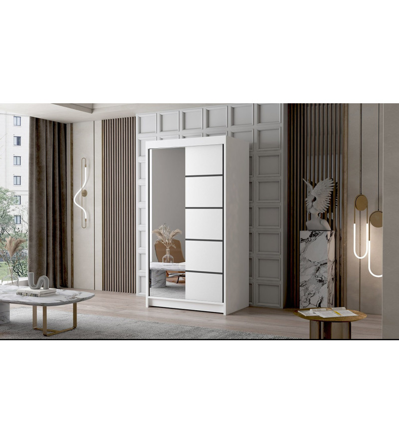 GABA LV3 100 cm Sliding Door Wardrobe with Mirror
