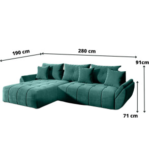 GABA VIGO VELVET L-Shaped Universal Corner Sofa Bed
