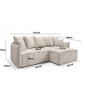 GABA ROSO L-Shaped Universal Corner Sofa Bed Space Saver