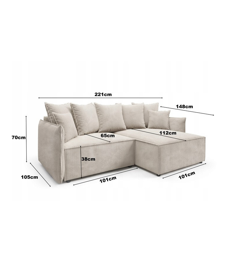GABA ROSO L-Shaped Universal Corner Sofa Bed Space Saver