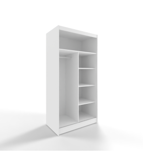 GABA White Series 100 cm Sliding Door Wardrobe with Mirror
