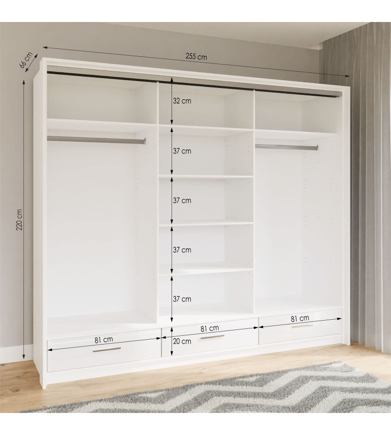 GABA PREMIUM MARS 250 cm Sliding Door Wardrobe with Mirror