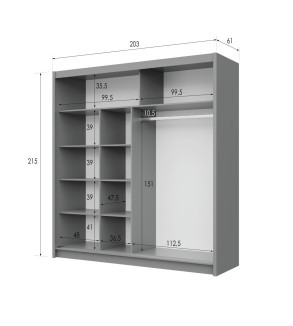 GABA PREMIUM PRTO 200 cm Sliding Door Wardrobe with Mirror