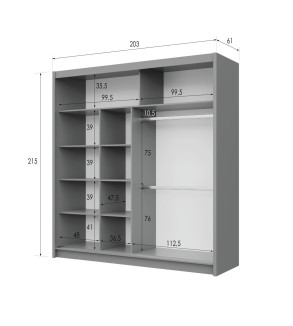 GABA PREMIUM PRTO 200 cm Sliding Door Wardrobe with Mirror