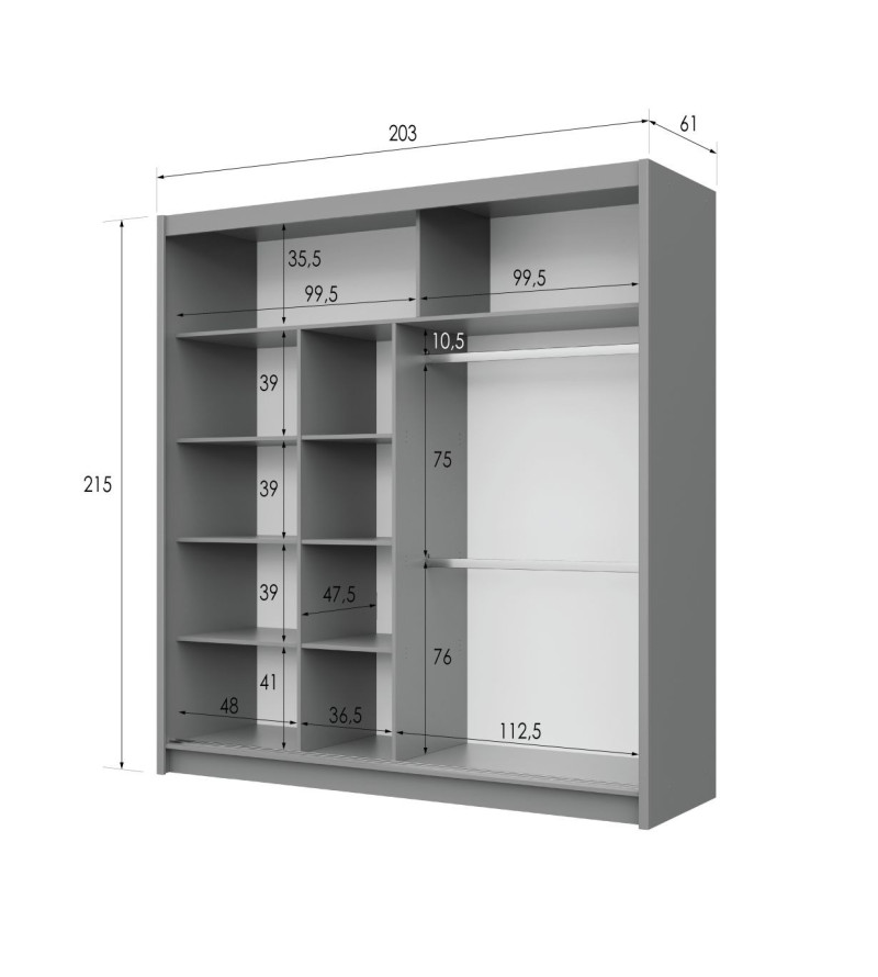 GABA PREMIUM PRTO 200 cm Sliding Door Wardrobe with Mirror