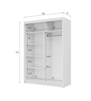 GABA PREMIUM VTA 150 cm Sliding Door Wardrobe with Mirror