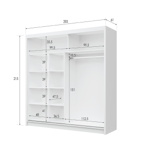 GABA PREMIUM VTA 200 cm Sliding Door Wardrobe with Mirror