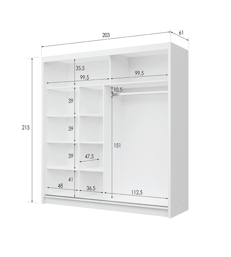 GABA PREMIUM VTA 200 cm Sliding Door Wardrobe with Mirror