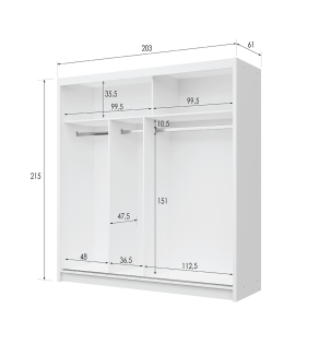 GABA PREMIUM VTA 200 cm Sliding Door Wardrobe with Mirror