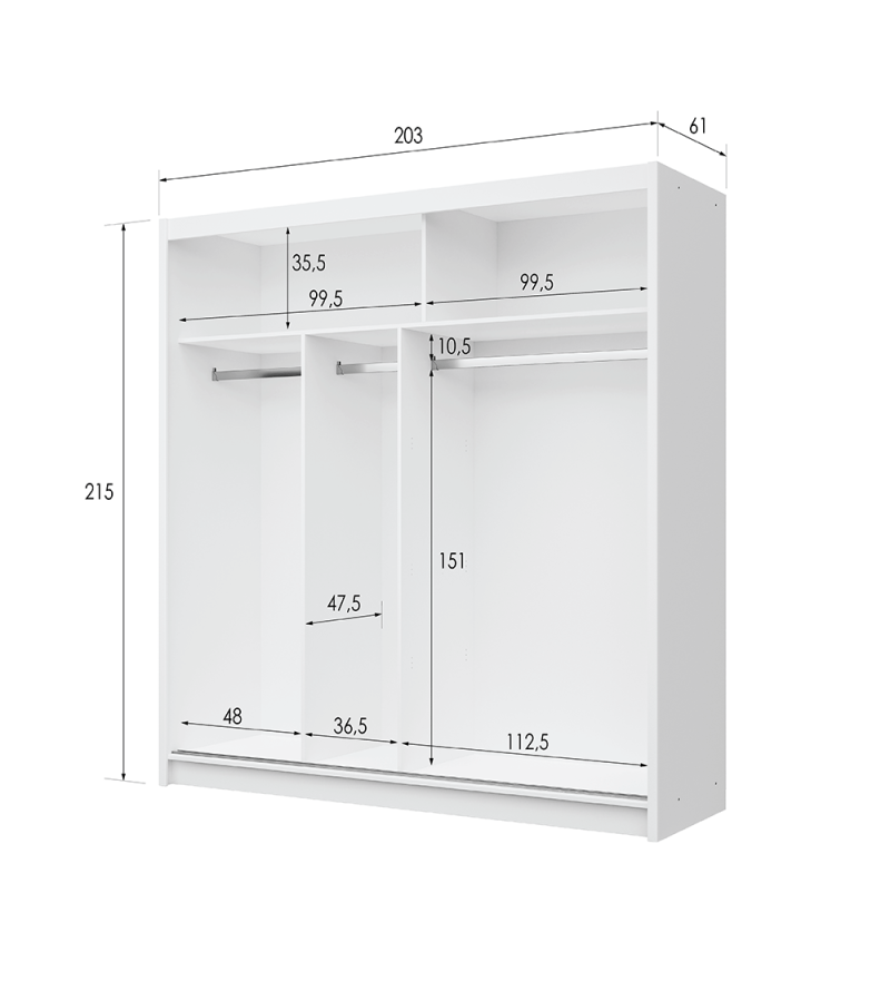 GABA PREMIUM VTA 200 cm Sliding Door Wardrobe with Mirror