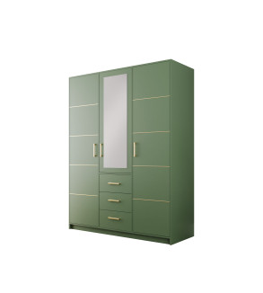 GABA BA3 150 cm Green Hinged Door Wardrobe with Mirror