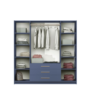 GABA BA4 200 cm Blue Hinged Door Wardrobe with Mirror