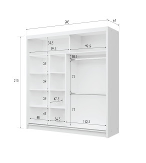 GABA PREMIUM DK 203 cm Sliding Door Wardrobe with Mirror