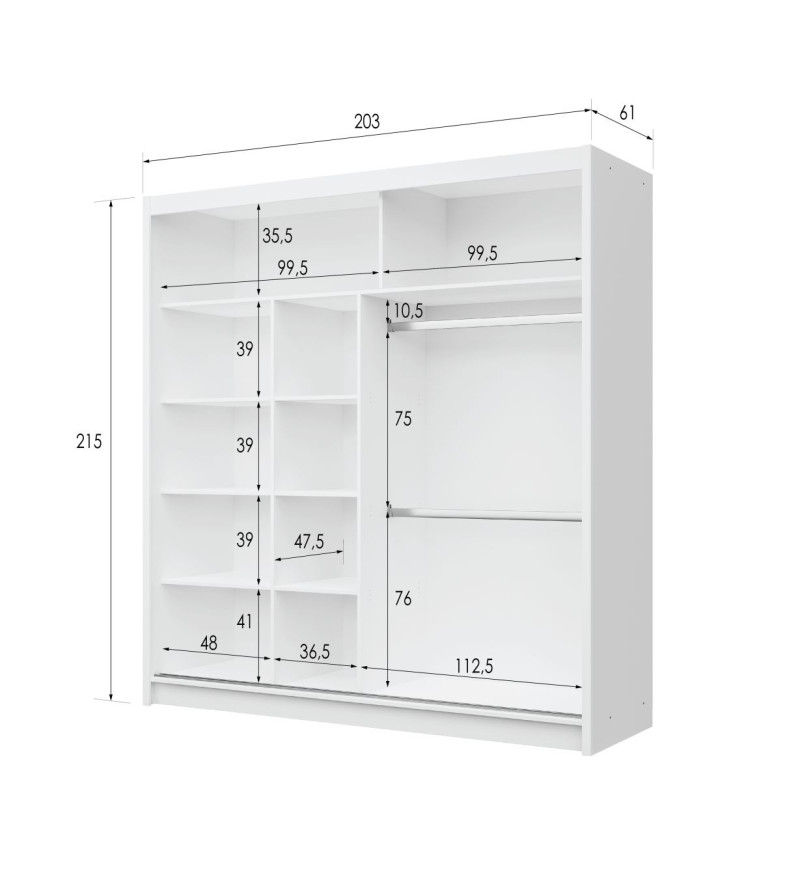 GABA PREMIUM DK 203 cm Sliding Door Wardrobe with Mirror
